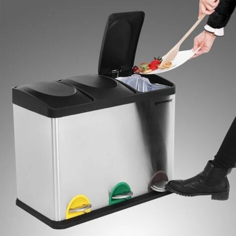 Songmics Pattumiera Per Raccolta Differenziata Da Cucina 45 Litri Con Pedale In Acciaio Inossidabile 3 Contenitori Di 15 Litri 3 Songmics Pattumiera Per Raccolta Differenziata Da Cucina 45 Litri Con Pedale In Acciaio Inossidabile 3 Contenitori Di 15 Litri - immagine 3