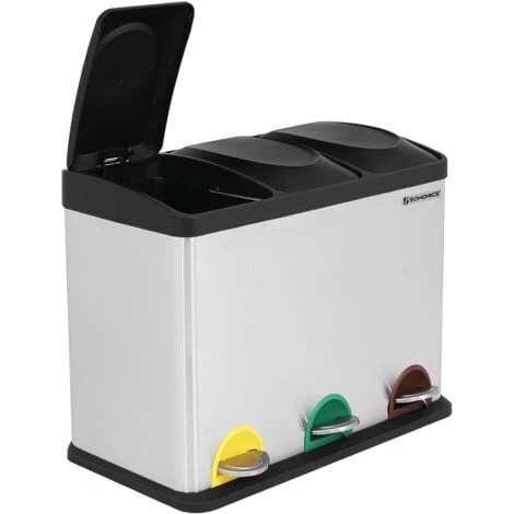 Songmics Pattumiera Per Raccolta Differenziata Da Cucina 45 Litri Con Pedale In Acciaio Inossidabile 3 Contenitori Di 15 Litri 4 Songmics Pattumiera Per Raccolta Differenziata Da Cucina 45 Litri Con Pedale In Acciaio Inossidabile 3 Contenitori Di 15 Litri - immagine 4