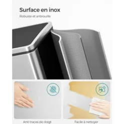 Songmics Cestino Doppio Con Pedale Per Riciclaggio, 2 X 30L Cestino Per Rifiuti Con Doppio Scomparto, Acciaio Inossidabile A Prova Di Impronte, Cestini Interni Di Plastica E Manici, Con I Sacchetti Della Spazz -Wenko Negozio 96922992 4