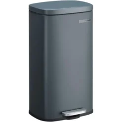 Songmics Cestino Della Spazzatura Della Cucina, Pattumiera A Pedale Di 30 Litri, Con Cestino Interno In Plastica, Coperchio A Cerniera, Chiusura Lenta, A Prova Di Odore E Igienico, Grigio