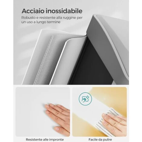 Songmics Pattumiera, 3 In 1, Cestino A Pedali, Secchio Della Spazzatura In Metallo, Sistema Di Differenziamento Dei Rifiuti, Pattumiera Per Cucina, Durevole, Facile Da Pulire, Acciaio, Bianco 4 Songmics Pattumiera, 3 In 1, Cestino A Pedali, Secchio Della Spazzatura In Metallo, Sistema Di Differenziamento Dei Rifiuti, Pattumiera Per Cucina, Durevole, Facile Da Pulire, Acciaio, Bianco - immagine 4