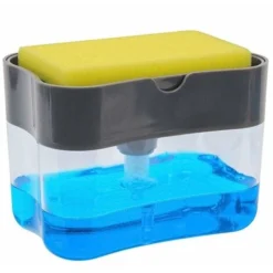 Dispenser Per Sapone E Portaspugne Per Lavello Da Cucina In Plastica 2 In 1 Ricaricabile Usalo Per Tenere Spugne, Stracci, Spugnette Abrasive In Un Posto Comodo