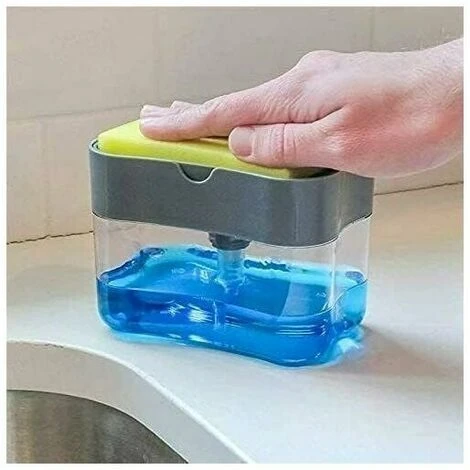 Dispenser Per Sapone E Portaspugne Per Lavello Da Cucina In Plastica 2 In 1 Ricaricabile Usalo Per Tenere Spugne, Stracci, Spugnette Abrasive In Un Posto Comodo 2 Dispenser Per Sapone E Portaspugne Per Lavello Da Cucina In Plastica 2 In 1 Ricaricabile Usalo Per Tenere Spugne, Stracci, Spugnette Abrasive In Un Posto Comodo - immagine 2