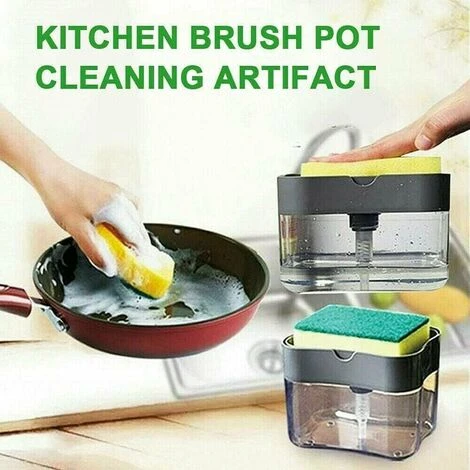 Dispenser Per Sapone E Portaspugne Per Lavello Da Cucina In Plastica 2 In 1 Ricaricabile Usalo Per Tenere Spugne, Stracci, Spugnette Abrasive In Un Posto Comodo 3 Dispenser Per Sapone E Portaspugne Per Lavello Da Cucina In Plastica 2 In 1 Ricaricabile Usalo Per Tenere Spugne, Stracci, Spugnette Abrasive In Un Posto Comodo - immagine 3