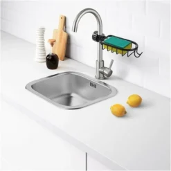 Porta Spugne - Portaoggetti Da Cucina, Organizzatore Portaoggetti Per Lavello In Alluminio, Porta Spugne Per Lavello Senza Foratura Portaoggetti Per Spugne Da Cucina, Portasapone Da Bagno - Nero -Wenko Negozio 97076374 3