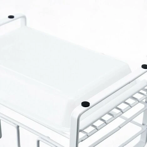 Cestino Per Lavello Con Vassoio Rimovibile, Organizer Per Lavello Da Cucina, Bianco 3 Cestino Per Lavello Con Vassoio Rimovibile, Organizer Per Lavello Da Cucina, Bianco - immagine 3