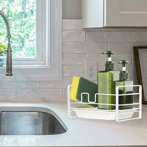 Cestino Per Lavello Con Vassoio Rimovibile, Organizer Per Lavello Da Cucina, Bianco 4 Cestino Per Lavello Con Vassoio Rimovibile, Organizer Per Lavello Da Cucina, Bianco - immagine 4