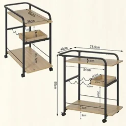 WOLTU Carrello Da Cucina. Scaffale Da Cucina Con 4 Ruote. Carrello Salvaspazio A 3 Livelli. Con Portabottiglie E Ripiano Rimovibile. In Legno E Metallo. Venature Di Legno Chiaro E Nero -Wenko Negozio 97477595 5