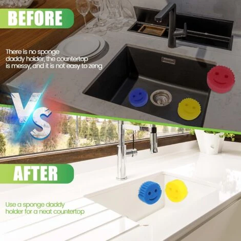 Smiley Porta Spugna Con Supporto A Ventosa, Porta Spugne Per Lavello Da Cucina/bagno, Spugna Rotonda (bianco) 4 Smiley Porta Spugna Con Supporto A Ventosa, Porta Spugne Per Lavello Da Cucina/bagno, Spugna Rotonda (bianco) - immagine 4