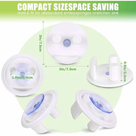 Smiley Porta Spugna Con Supporto A Ventosa, Porta Spugne Per Lavello Da Cucina/bagno, Spugna Rotonda (bianco) 5 Smiley Porta Spugna Con Supporto A Ventosa, Porta Spugne Per Lavello Da Cucina/bagno, Spugna Rotonda (bianco) - immagine 5