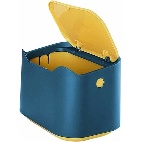 Mini Bidone Della Spazzatura In Plastica Con Coperchio A Bottone, Pattumiera, Pattumiera In Gomma 2L (blu) 2 Mini Bidone Della Spazzatura In Plastica Con Coperchio A Bottone, Pattumiera, Pattumiera In Gomma 2L (blu) - immagine 2
