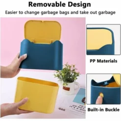 Mini Bidone Della Spazzatura In Plastica Con Coperchio A Bottone, Pattumiera, Pattumiera In Gomma 2L (blu) 8 Mini Bidone Della Spazzatura In Plastica Con Coperchio A Bottone, Pattumiera, Pattumiera In Gomma 2L (blu) -Wenko Negozio 97679366 4