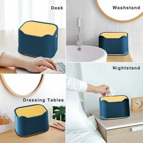 Mini Bidone Della Spazzatura In Plastica Con Coperchio A Bottone, Pattumiera, Pattumiera In Gomma 2L (blu) 5 Mini Bidone Della Spazzatura In Plastica Con Coperchio A Bottone, Pattumiera, Pattumiera In Gomma 2L (blu) - immagine 5