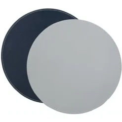 CREATIVE TOPS Tovagliette Rotonde De Tovaglie In Ecopelle, 29 Cm, 4 Pezzi, Grigio E Nero, Colore: Nero E Grigio