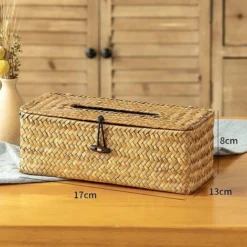 Scatola Rettangolare In Bambù Naturale Fatta A Mano, Distributore Di Fazzoletti In Rattan Intrecciato In Paglia Per Cucina, Bagno E Ufficio, 17 13 8 Cm (B) -Wenko Negozio 97872267 3