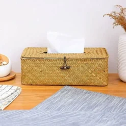 Scatola Rettangolare In Bambù Naturale Fatta A Mano, Distributore Di Fazzoletti In Rattan Intrecciato In Paglia Per Cucina, Bagno E Ufficio, 17 13 8 Cm (B) -Wenko Negozio 97872267 4