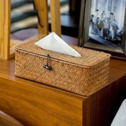 Scatola Rettangolare In Bambù Naturale Fatta A Mano, Distributore Di Fazzoletti In Rattan Intrecciato In Paglia Per Cucina, Bagno E Ufficio, 17 13 8 Cm (B) -Wenko Negozio 97872267 5