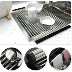 Stendino Per Piatti Arrotolabile, Scolapiatti Arrotolabile, Arrotolabile, Arrotolabile Pieghevole, Stendibiancheria Per Piatti, Per Cucina -Wenko Negozio 97874501 2