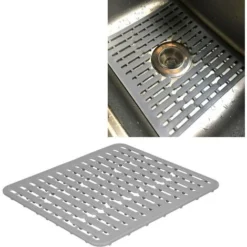 Tappetino Per Lavello Per Lavello In Acciaio Inossidabile/ceramica, Protezioni Per Lavello In PVC Per Fondo Lavello Da Cucina, Stoviglie E Bicchieri, Resistente E Scarico Rapido (grigio)