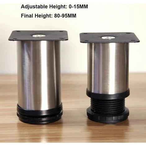 Set Di 8 Gambe Per Mobili, Gambe Regolabili Per Mobili - Metallo Cromato - Altezza Regolabile (totale: 80-95 Mm) 2 Set Di 8 Gambe Per Mobili, Gambe Regolabili Per Mobili - Metallo Cromato - Altezza Regolabile (totale: 80-95 Mm) - immagine 2