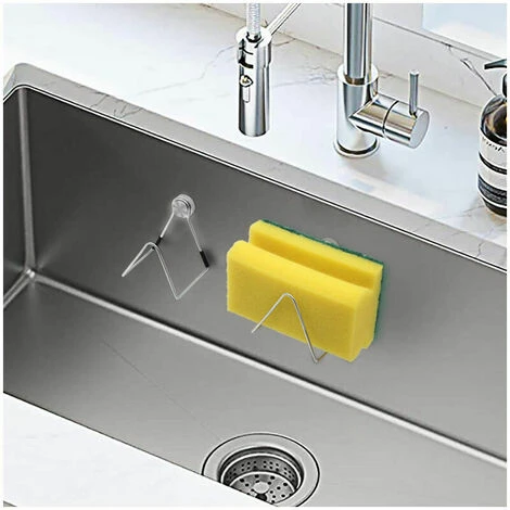 Porta Spugna Per Lavello Da Cucina, Porta Spugna Rimovibile In Acciaio Inox, Accessori Non Forati Porta Spugna Da Cucina, Porta Spugna Da Parete Per Lavello. 4 Porta Spugna Per Lavello Da Cucina, Porta Spugna Rimovibile In Acciaio Inox, Accessori Non Forati Porta Spugna Da Cucina, Porta Spugna Da Parete Per Lavello. - immagine 4
