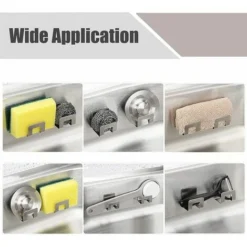 6 Pezzi Porta Spugne Ad Asciugatura Rapida Senza Foratura Porta Spugna Da Cucina Porta Spugna In Acciaio Inossidabile Autoadesivo, Acciaio Inossidabile Impermeabile Per Lavello Della Cucina -Wenko Negozio 98111851 3