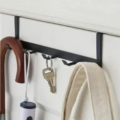 Sopra La Porta Ganci 5 Ganci Casa Bagno Organizzatore Appendiabiti Appendiabiti Nuovo Bagno Accessori Da Cucina Mensola 1 Pz Nero -Wenko Negozio 98122752 3