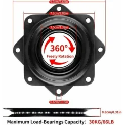 Piastra Girevole Quadrata, Piastra Girevole Con Cuscinetto Quadrato, Cuscinetto Girevole Quadrato, Piastra Girevole Con Cuscinetto A Sfere Lazy Susan A 360°, 3 Pollici, 4 Pezzi -Wenko Negozio 98127368 3