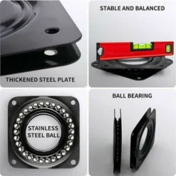 Piastra Girevole Quadrata, Piastra Girevole Con Cuscinetto Quadrato, Cuscinetto Girevole Quadrato, Piastra Girevole Con Cuscinetto A Sfere Lazy Susan A 360°, 3 Pollici, 4 Pezzi -Wenko Negozio 98128437 5