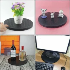 Giradischi TV A 360°, Giradischi Rotondo Universale Da 20 Cm Con Cuscinetti A Sfera In Acciaio, Vassoio Girevole In 2 Pezzi Per Monitor, Gadget Da Cucina, Progetti Artigianali, Piante Bonsai,Nero -Wenko Negozio 98131089 5
