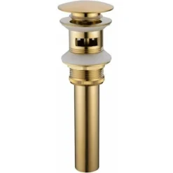 Piletta E Accessori Per Lavelli E Lavelli Piletta Scarico Acqua Per Cassetta Bagno In Ottone Spazzolato Oro, Moderno Tappo A Cricchetto Push And Click Con Foro Troppopieno