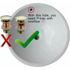 Piletta E Accessori Per Lavelli E Lavelli Piletta Scarico Acqua Per Cassetta Bagno In Ottone Spazzolato Oro, Moderno Tappo A Cricchetto Push And Click Con Foro Troppopieno -Wenko Negozio 98141042 5