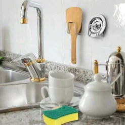 Titolare In Spugna 3 Pezzi, Porta In Spugna Da Cucina, Porta In Spugna Autoadesiva, Porta Spugna Per Cucina Ad Asciugatura Rapida In Acciaio Inox Supporto Per Spugna Impermeabile Per Accessori Da Cuci -Wenko Negozio 98230498 3