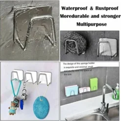 Titolare In Spugna 3 Pezzi, Porta In Spugna Da Cucina, Porta In Spugna Autoadesiva, Porta Spugna Per Cucina Ad Asciugatura Rapida In Acciaio Inox Supporto Per Spugna Impermeabile Per Accessori Da Cuci -Wenko Negozio 98230498 4