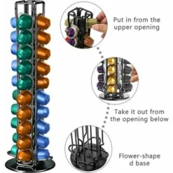 Supporto Per Capsule Di Caffè, Supporto Per Capsule Di Caffè Rotante, Dispenser Per Capsule, Grande Capacità, Metallo Solido, Filo Cromato, Resistente E Facile Da Pulire, Nero -Wenko Negozio 98232244 3