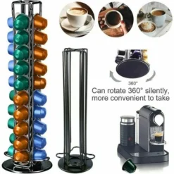 Supporto Per Capsule Di Caffè, Supporto Per Capsule Di Caffè Rotante, Dispenser Per Capsule, Grande Capacità, Metallo Solido, Filo Cromato, Resistente E Facile Da Pulire, Nero -Wenko Negozio 98232244 4