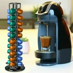 Supporto Per Capsule Di Caffè, Supporto Per Capsule Di Caffè Rotante, Dispenser Per Capsule, Grande Capacità, Metallo Solido, Filo Cromato, Resistente E Facile Da Pulire, Nero -Wenko Negozio 98232244 5