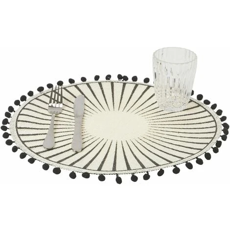 Set 6 Tovagliette In Juta Pon Pon Black 2 Set 6 Tovagliette In Juta Pon Pon Black - immagine 2