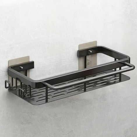 Porta Spugne Organizer Da Cucina Per Lavello, Mensola Autoadesiva In Alluminio Per Saponi, Spugne, Spazzole, Scolapiatti Multifunzione Con 2 Ganci E Ripiano Per Asciugamani, Nero 1 Porta Spugne Organizer Da Cucina Per Lavello, Mensola Autoadesiva In Alluminio Per Saponi, Spugne, Spazzole, Scolapiatti Multifunzione Con 2 Ganci E Ripiano Per Asciugamani, Nero