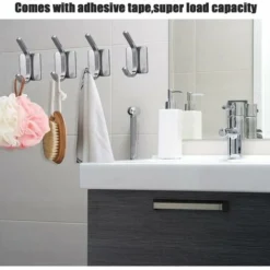 Confezione Da 4 Ganci Per Asciugamani Autoadesivi, Ganci Da Parete Per Impieghi Gravosi, Ganci Per Porte Impermeabili In Acciaio Inossidabile, Porta Asciugamani Da Cucina/bagno, Appendiabiti Antiscivo -Wenko Negozio 99781041 3